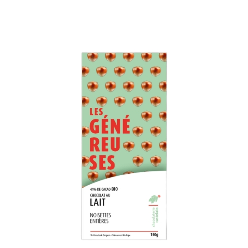 Tablette Généreuse Chocolat au Lait 41% BIO et Noisettes Entières - 150g