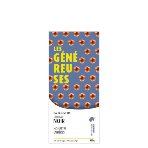 Tablette Généreuse Chocolat Noir 70% BIO et Noisettes Entières - 150g