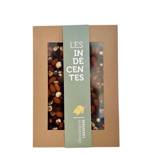 Tablette Indécente à casser - Chocolat noir ou lait et fruits secs 380g